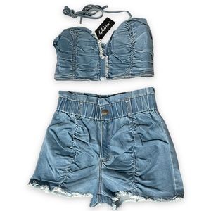 NWT Denim shorts and bustier set
